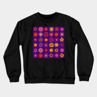 Psychedelic Flowers on Purple Crewneck Sweatshirt